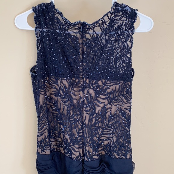 Tadashi Shoji Navy Silk Beaded Gown - Picture 7 of 11